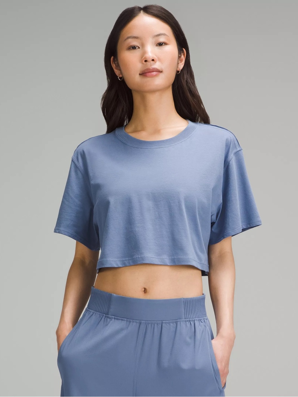NEW Lululemon Cropped Crewneck Top in Dusty Blue - Women's Tee